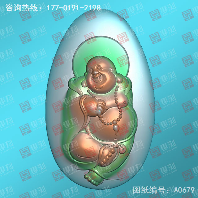 玉石彌勒佛吊墜電腦精雕圖紙_玉石雕刻機廠家