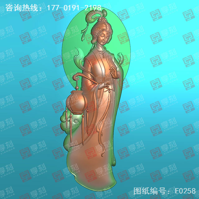 美女侍燈玉石電腦精雕圖紙_玉石雕刻機廠家