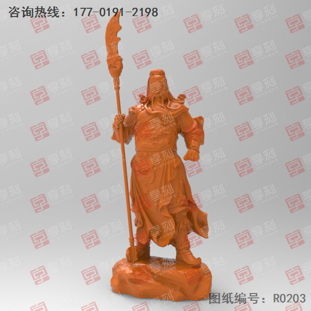 關(guān)公立體擺件3d模型電腦雕刻圖_玉石雕刻機廠家