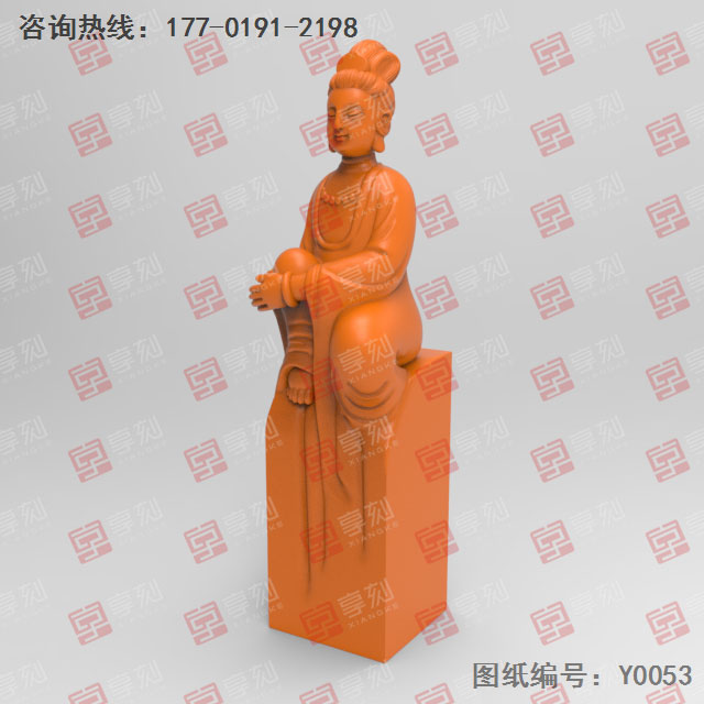 觀音印章電腦3d模型立體精雕圖_五軸雕刻機(jī)廠家