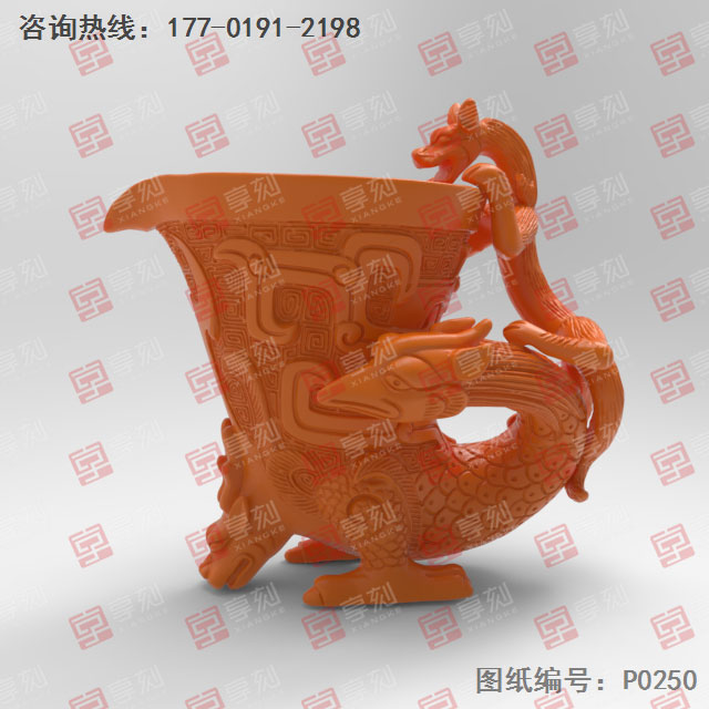 神獸酒樽玉石銅精雕電腦圖紙_五軸雕刻機廠家