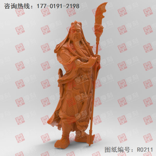 關(guān)羽擺件3D模型精雕圖_五軸雕刻機(jī)廠家