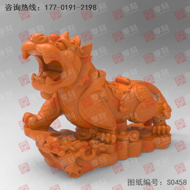 招財(cái)貔貅擺件3D模型精雕圖_五軸雕刻機(jī)廠家