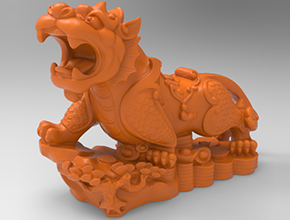 招財(cái)貔貅擺件3D模型精雕圖_五軸雕刻機(jī)廠