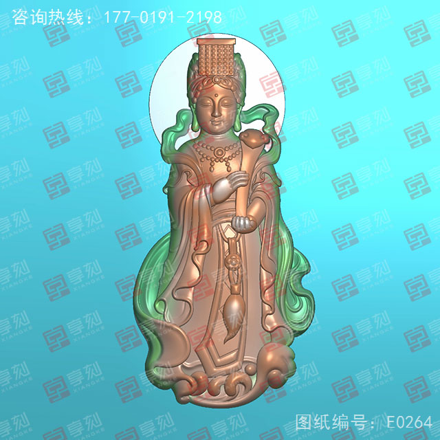 媽祖玉石掛件電腦精雕圖紙_五軸雕刻機(jī)廠家