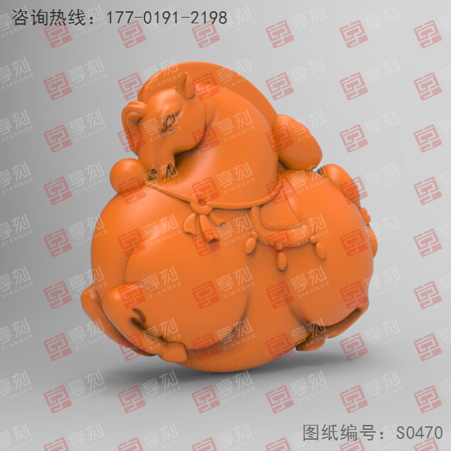馬上來財玉石吊墜模型圖紙_五軸雕刻機廠家