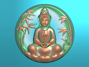 翡翠玉石觀音圓牌精雕圖紙_五軸雕刻機廠