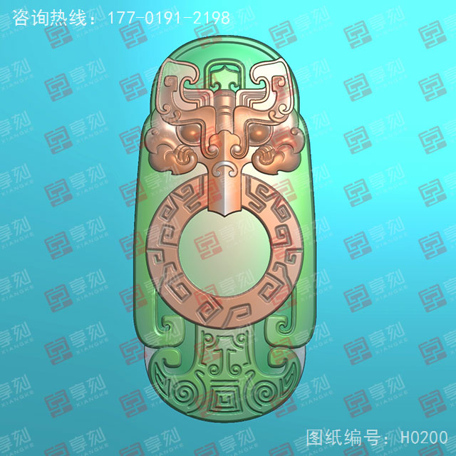 仿古獸吊墜玉石電腦精雕圖紙_五軸雕刻機廠家