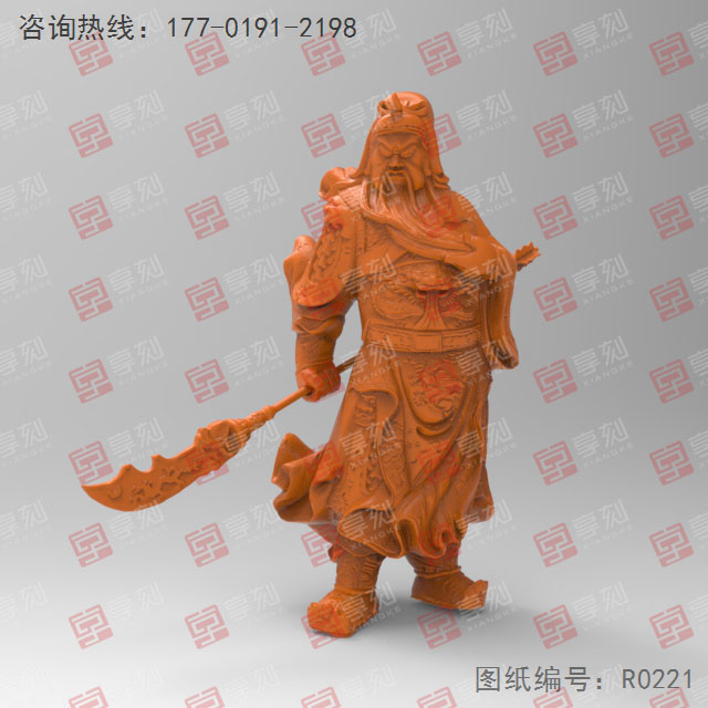 關(guān)羽立體擺件電腦3d精雕圖紙_五軸雕刻機(jī)廠家