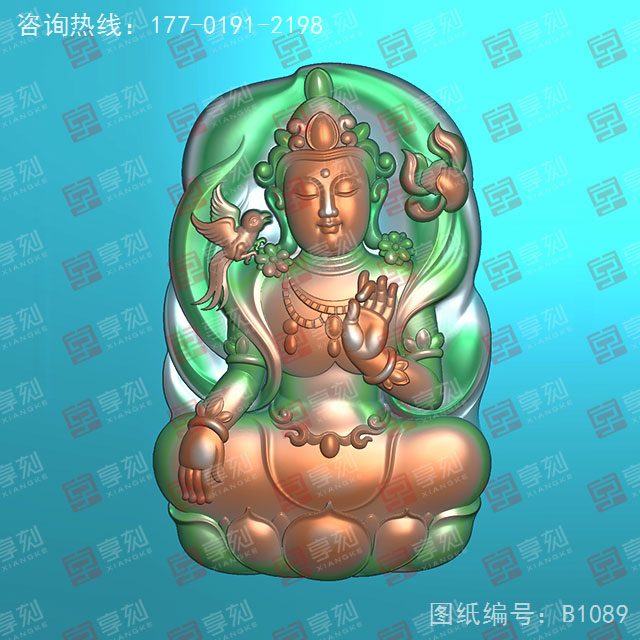 度母觀音牌玉石精雕圖紙_五軸雕刻機廠家