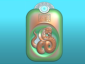 十二生肖蛇回紋掛件電腦精雕圖_享刻玉石