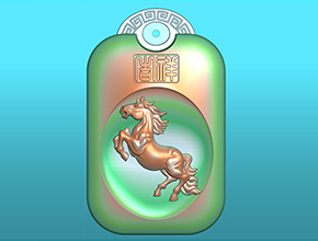 十二生肖馬回紋掛件電腦精雕圖_享刻玉石