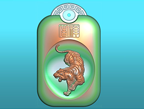 十二生肖虎回紋掛件電腦精雕圖_享刻玉石