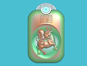 十二生肖羊回紋掛件電腦精雕圖_享刻玉石