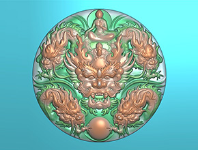 五龍玉佩翡翠玉石玉雕電腦精雕圖_玉石雕