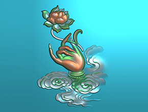 蓮花佛手翡翠玉石玉雕電腦精雕圖_玉石雕