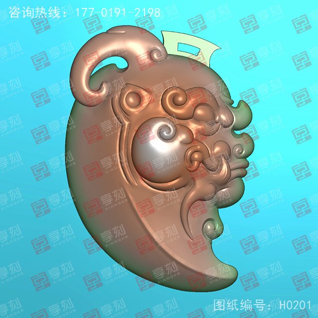 仿古獸掛件玉石電腦精雕圖_享刻玉石雕刻機廠家