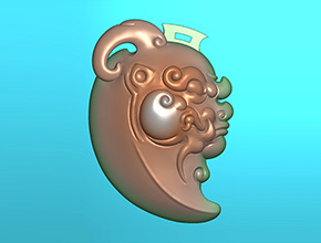 仿古獸掛件玉石電腦精雕圖_享刻玉石雕刻