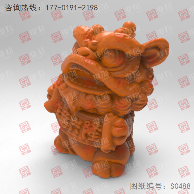 醒獅擺件3d模型stl電腦精雕圖_享刻五軸雕刻機(jī)