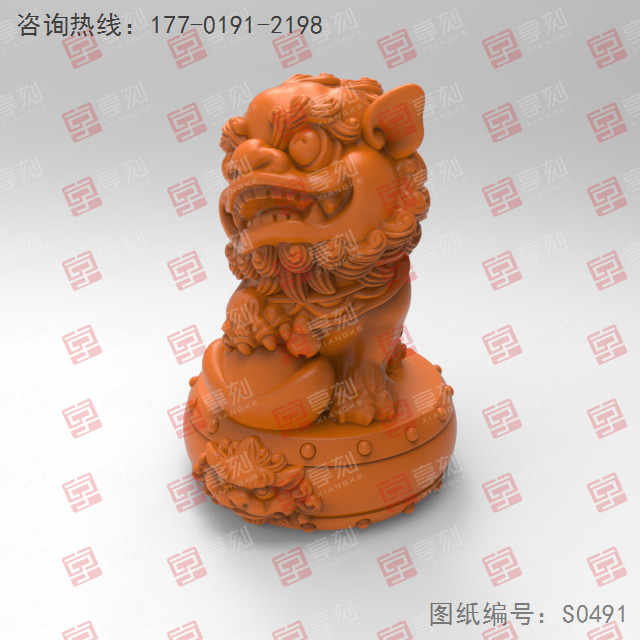 玉寶獅子擺件3d模型stl電腦精雕圖_享刻五軸雕刻機(jī)