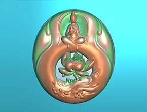 翡翠蓮花觀音吊墜玉雕電腦圖紙_享刻玉石