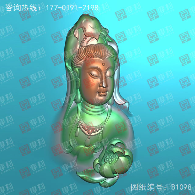 瑪瑙掛件觀音牌玉石雕刻電腦圖紙_享刻玉石雕刻機