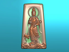 翡翠如意觀音牌玉石雕刻電腦圖紙_享刻玉