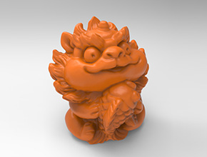 Q版貔貅抱錦鯉立體3d模型圖stl_享刻五軸雕