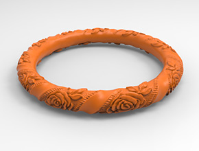 玉石金銀浮雕玫瑰花手鐲3d模型圖_享刻五