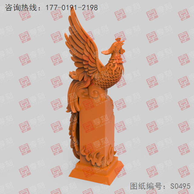 鳳凰雕塑玉石3d模型圖stl_享刻五軸雕刻機