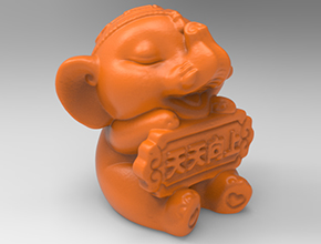 可愛小象工藝品3d模型圖stl_享刻五軸雕刻