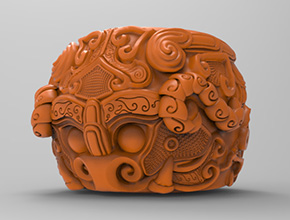 玉石扳指饕餮戒指3d模型圖stl_享刻五軸雕
